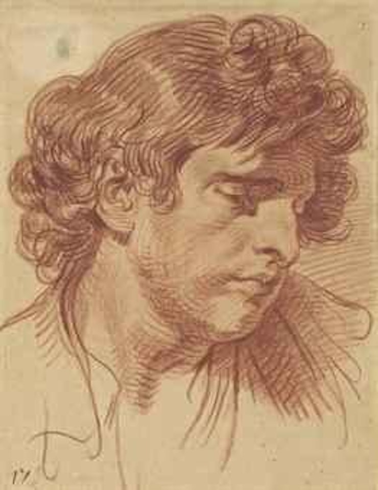 Tête d'homme aux cheveux bouclés by Jean-Baptiste Greuze