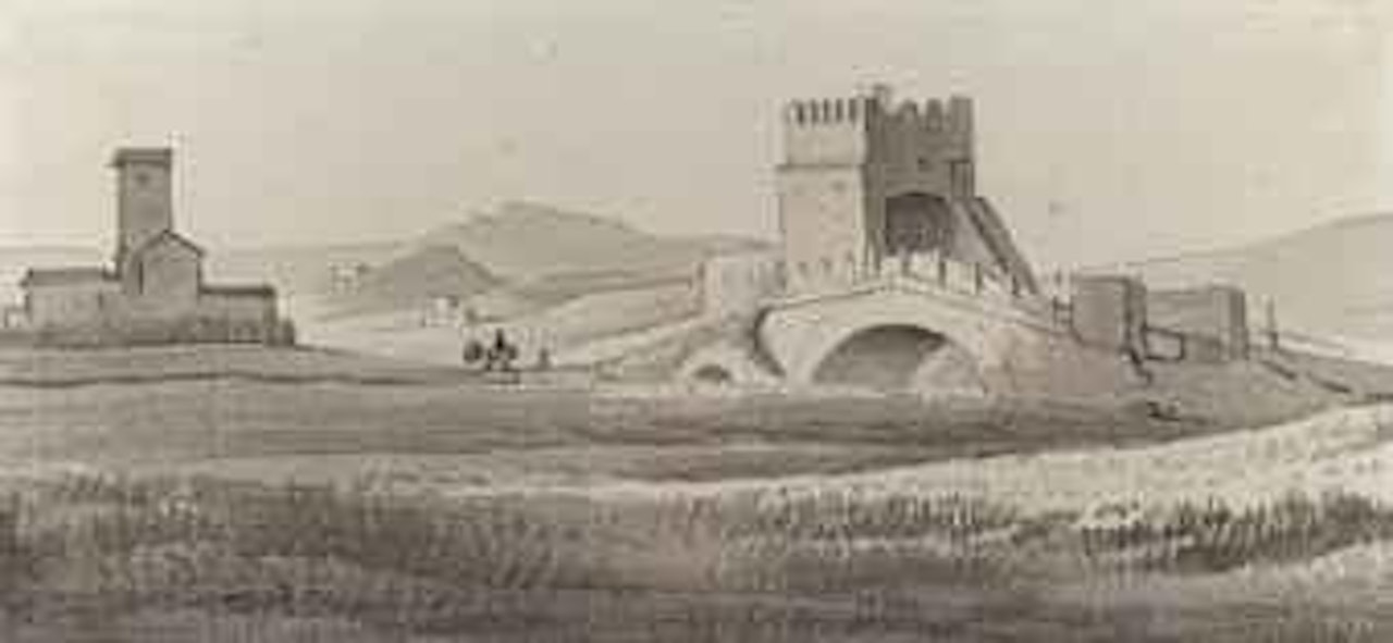La campagne romaine avec vue sur l'aqueduc Claudien; Le Palais Chigi à Ariccia; et Le pont Milvius by Simon Denis