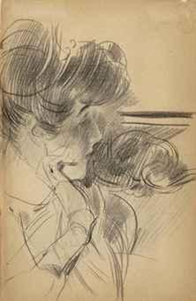 Portrait de femme de profil en buste by Giovanni Boldini