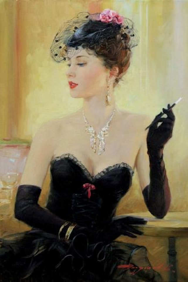 Portrait d'élégante à la voilette by Constantin Razoumov