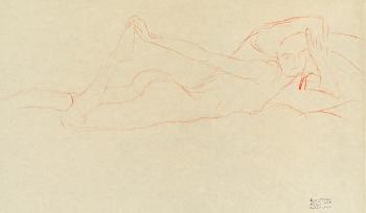 Liegender Akt, den rechten Fuß haltend by Gustav Klimt
