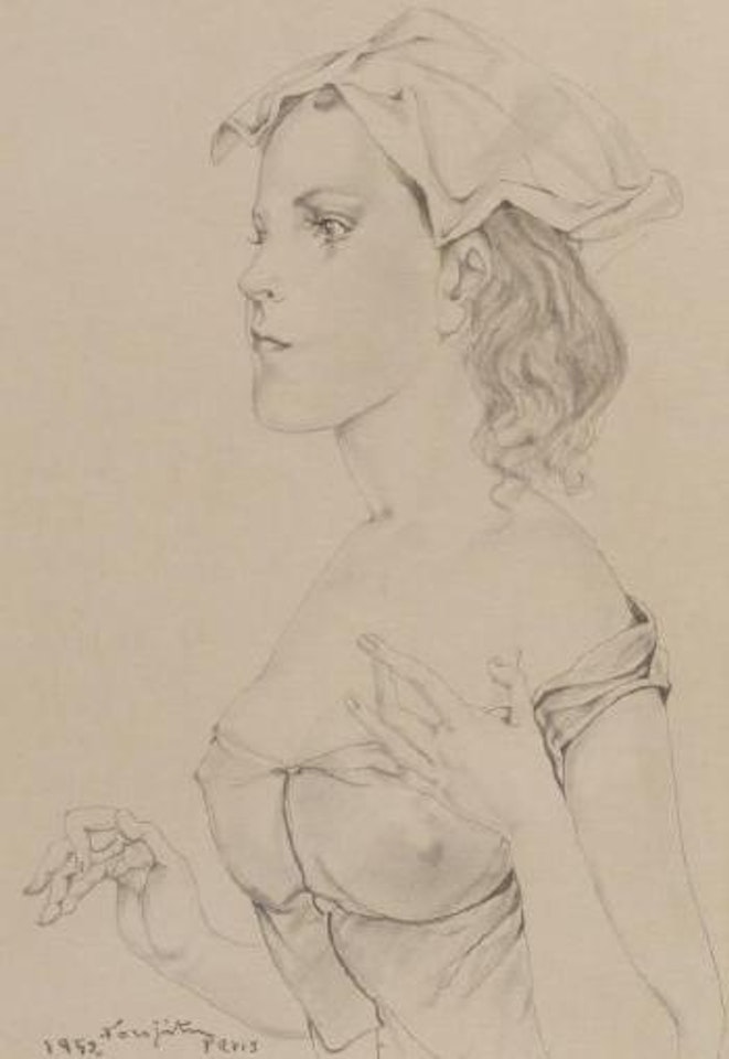 Jeune femme à la coiffe by Leonard Tsuguharu Foujita