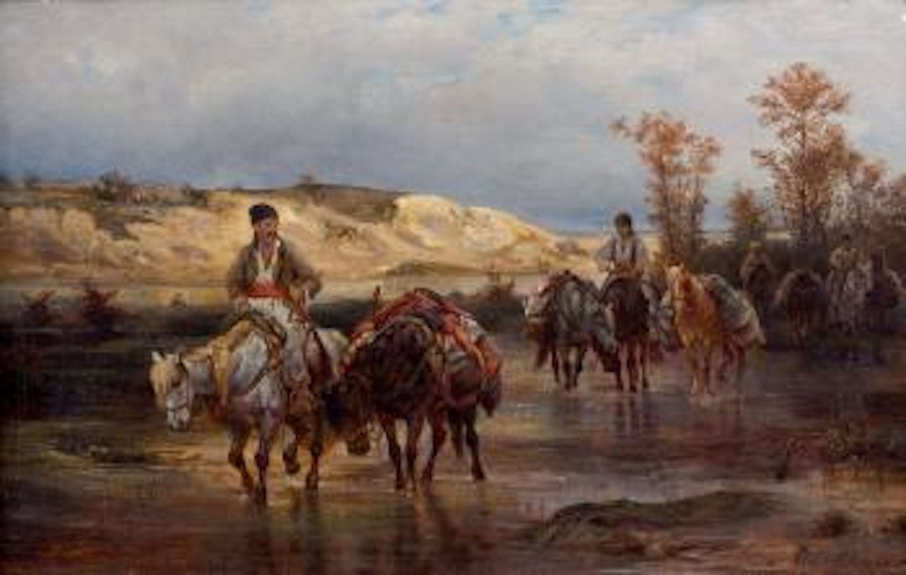 Passage du guet de la caravane turque by Adolf Schreyer