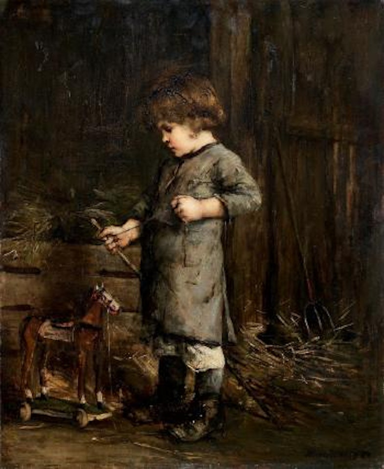 Petit garçon et son cheval de bois by Michael von Munkacsy