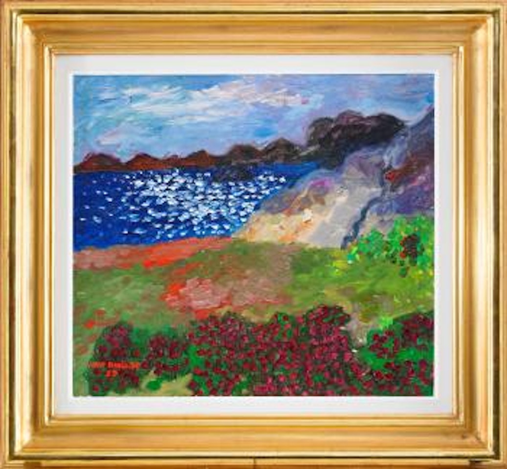 Blommande äng vid havsvik, Koster by Inge Schiöler