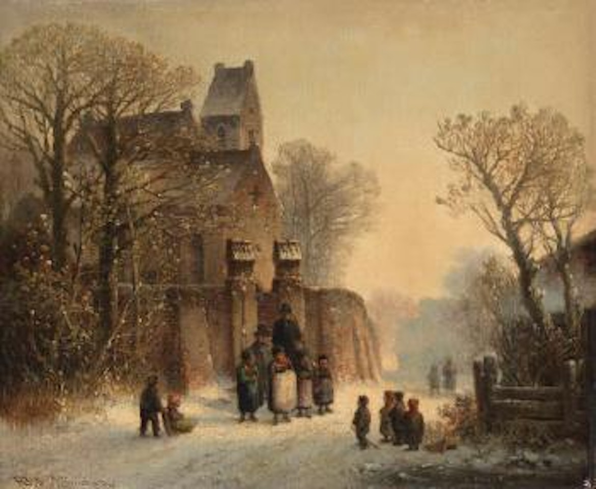 Winterlandschaft mit Figurenstaffage by Anton Doll