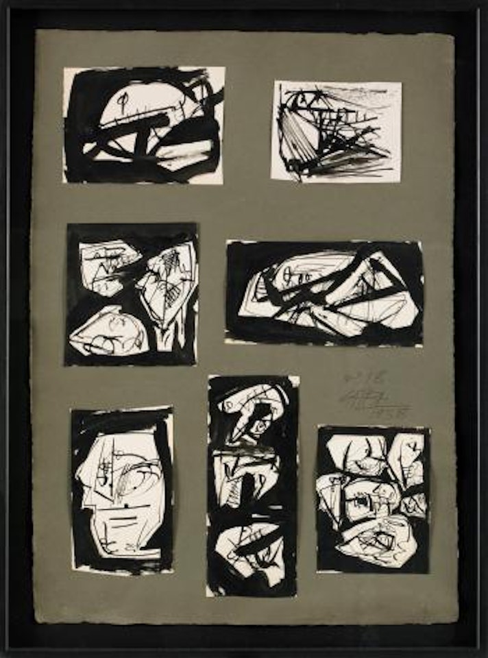 No. 18 - collage with seven drawings by Antonio Saura