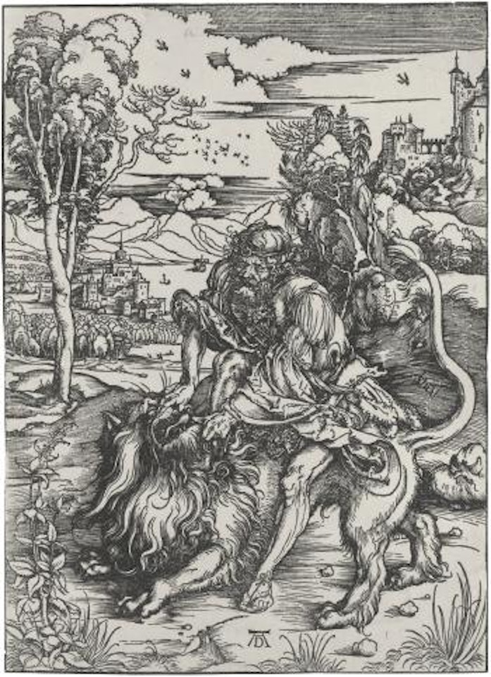 Samson And The Lion (B. 2; M., Holl. 107) by Albrecht Dürer