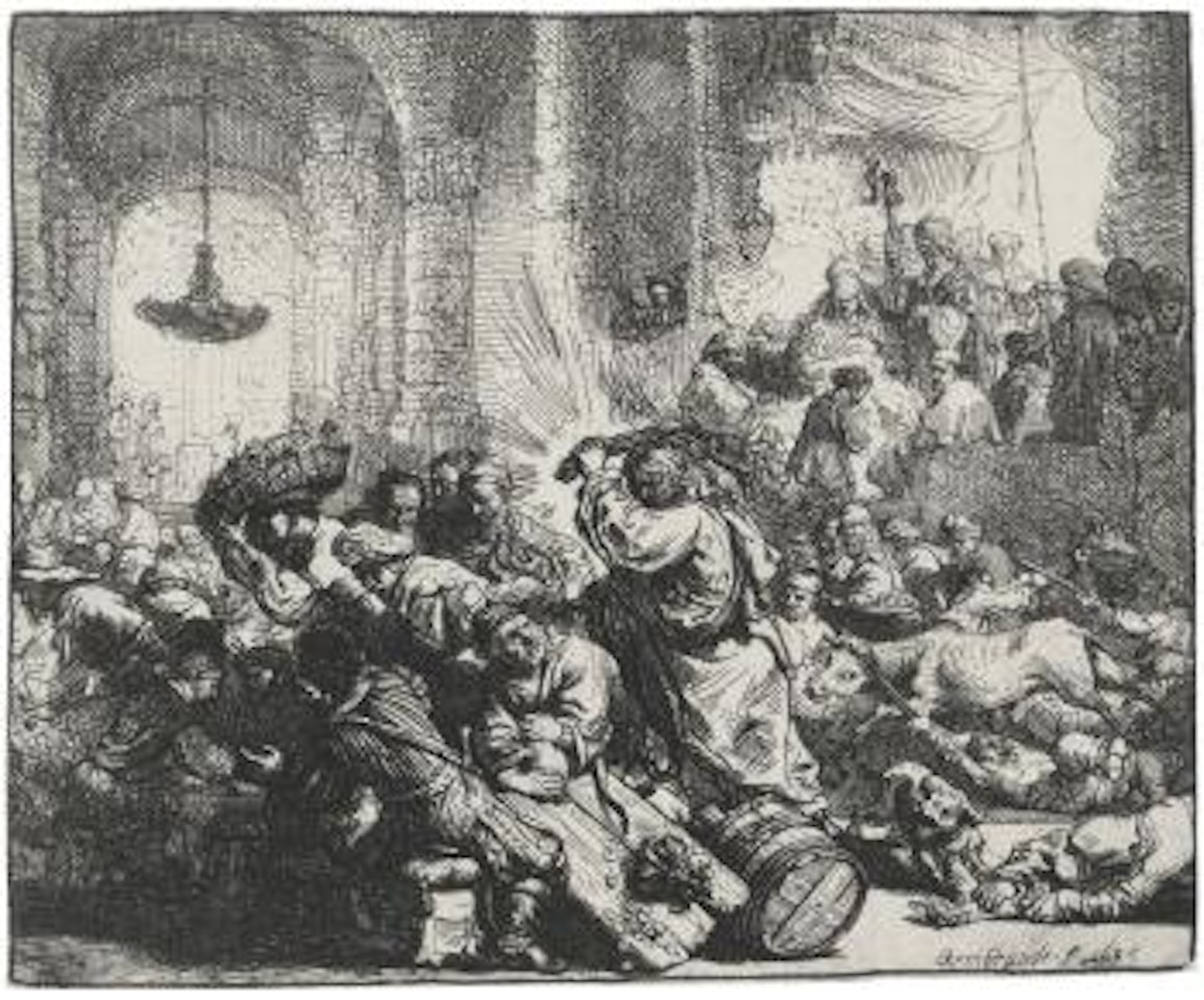 Christ Driving The Money Changers From The Temple (B., Holl. 69; H. 126; Bb. 35-B) by Attributed to Rembrandt Harmensz van Rijn