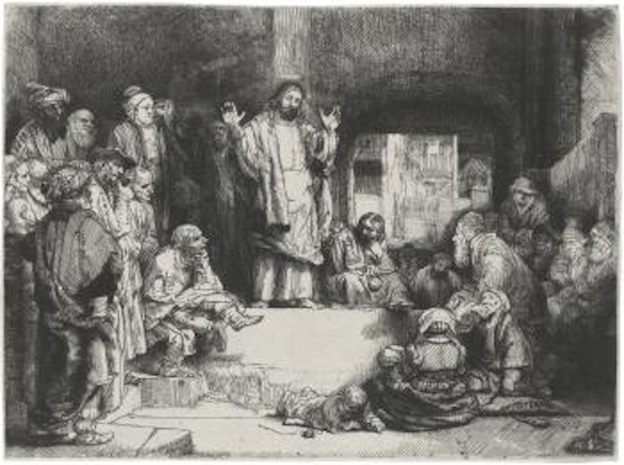 Christ Preaching ('La Petite Tombe') (B., Holl. 67; H. 256; Bb. 52-2) by Attributed to Rembrandt Harmensz van Rijn