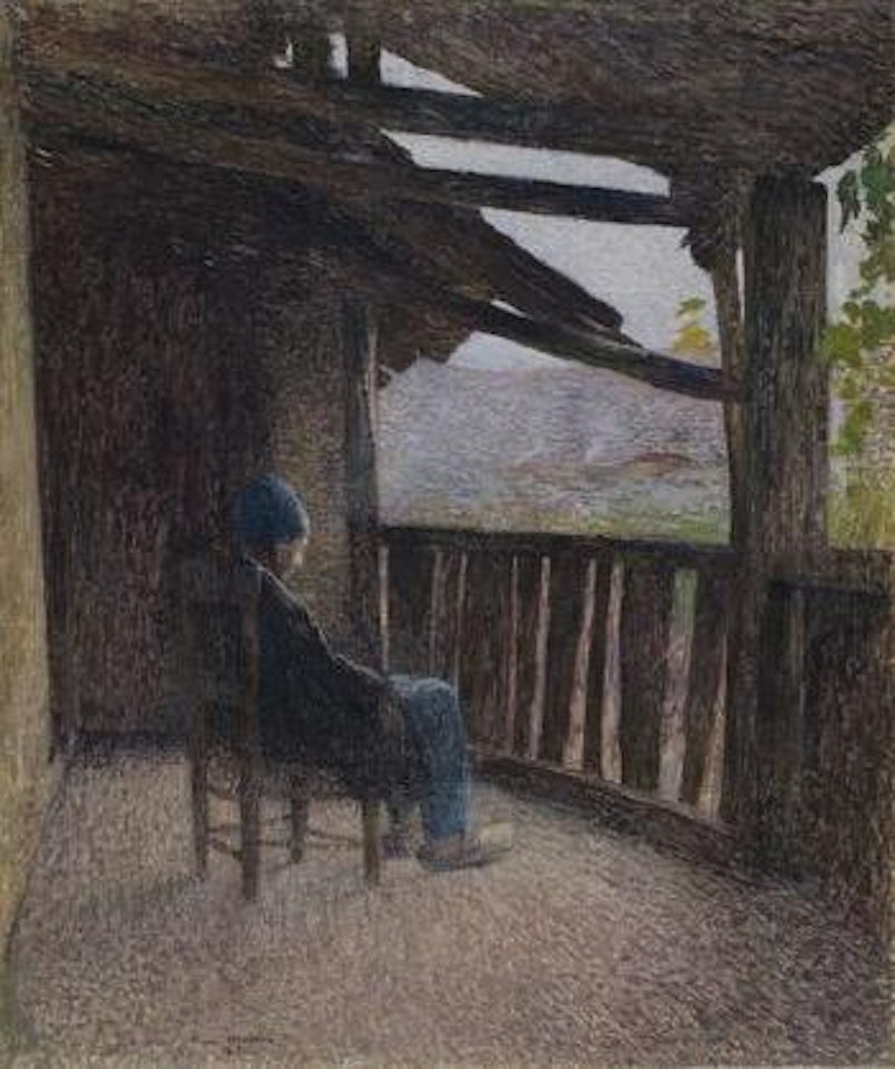 Paysan assis sur un terrasse by Henri Jean Guillaume Martin