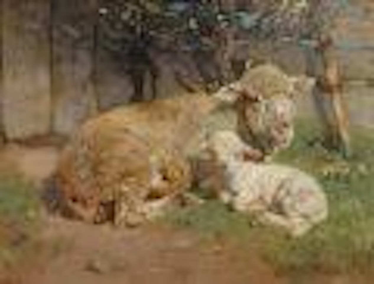 Mutterschaf mit Lamm by Heinrich von Zugel