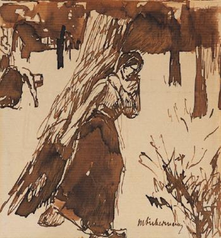 Reisigsammlerinnen im Wald by Max Liebermann