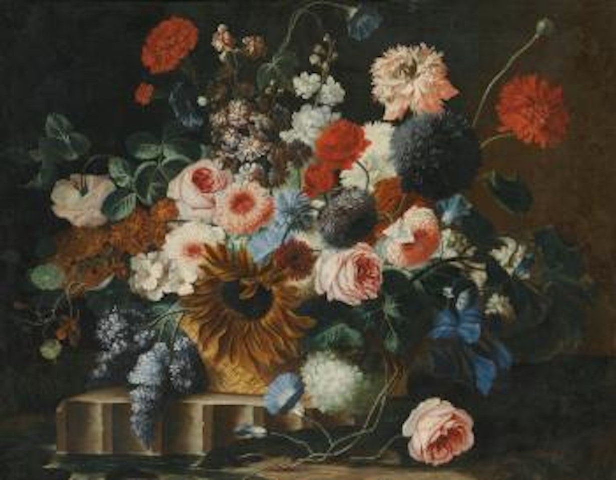 Still Life With Flowers On a Stone Ledge by Franz Werner von Tamm