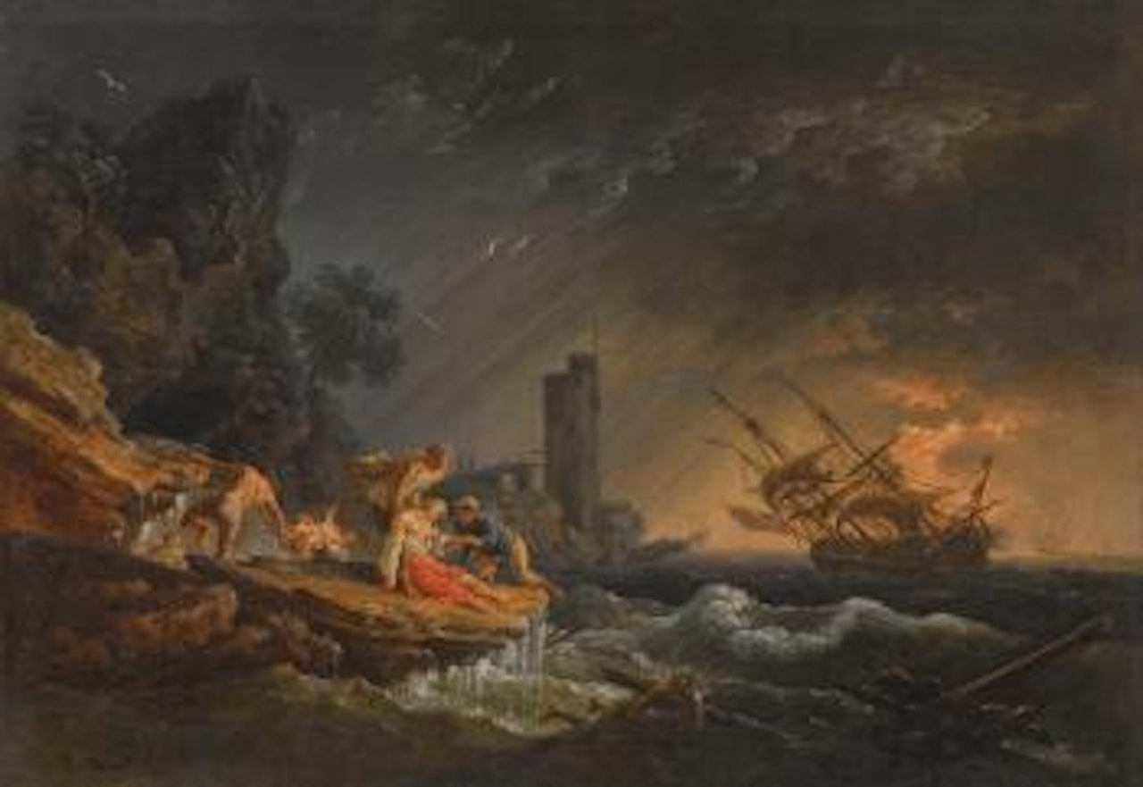 A Shipwreck At Night Off The Coast by Claude Joseph Vernet