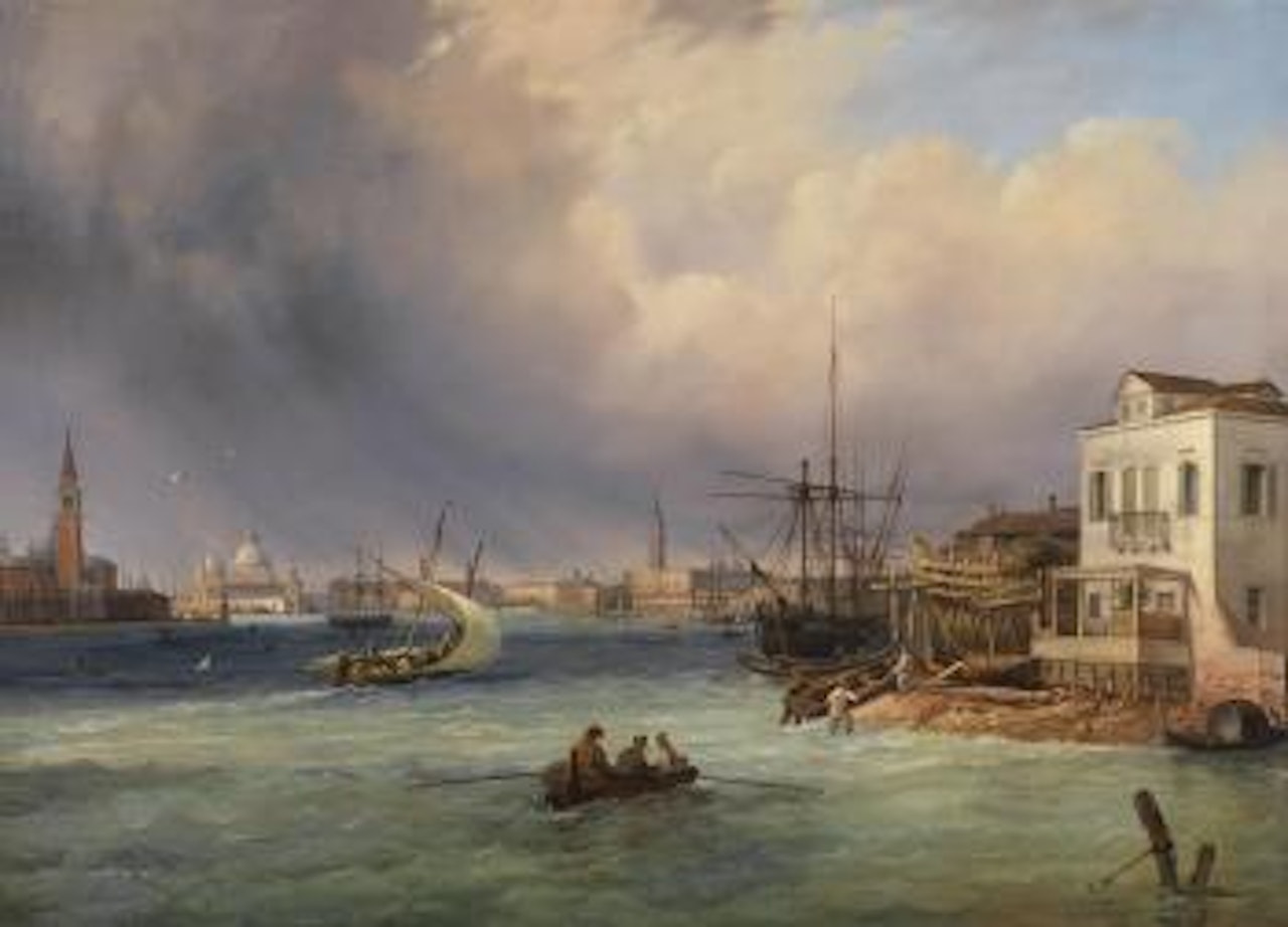 View of Venice with approaching storm by Carlo Grubacs