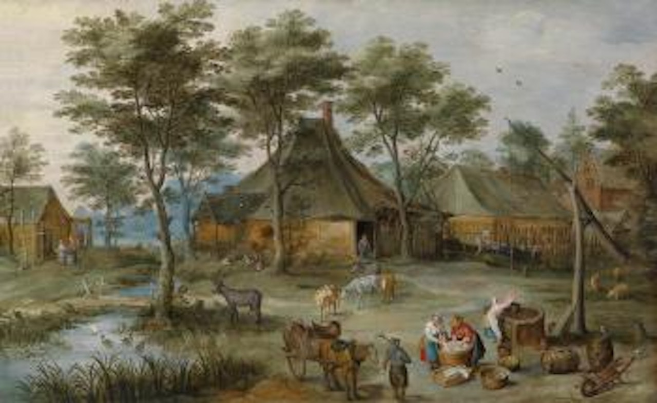 Village scene at the well by Jan Brueghel by Joos de Momper the Younger