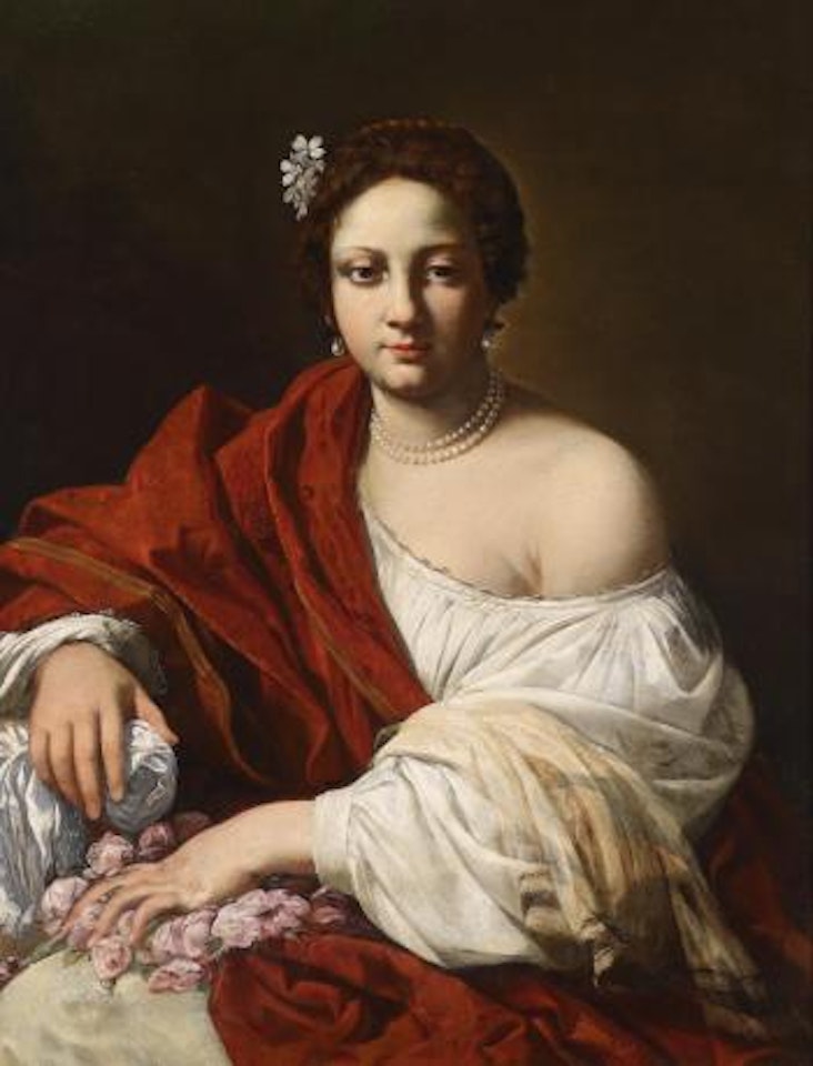 Portrait of a lady, probably Virginia da Vezzo, the artist’s wife, as Saint Dorothy by Simon Vouet