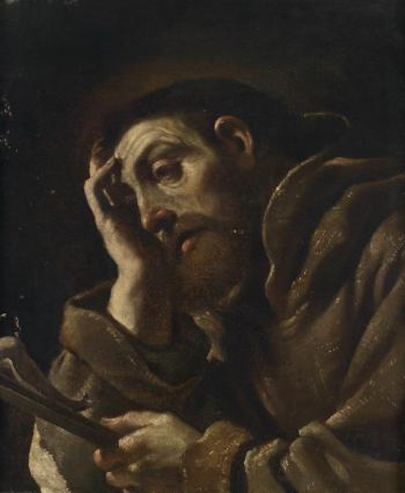 Saint Francis meditating by Guercino