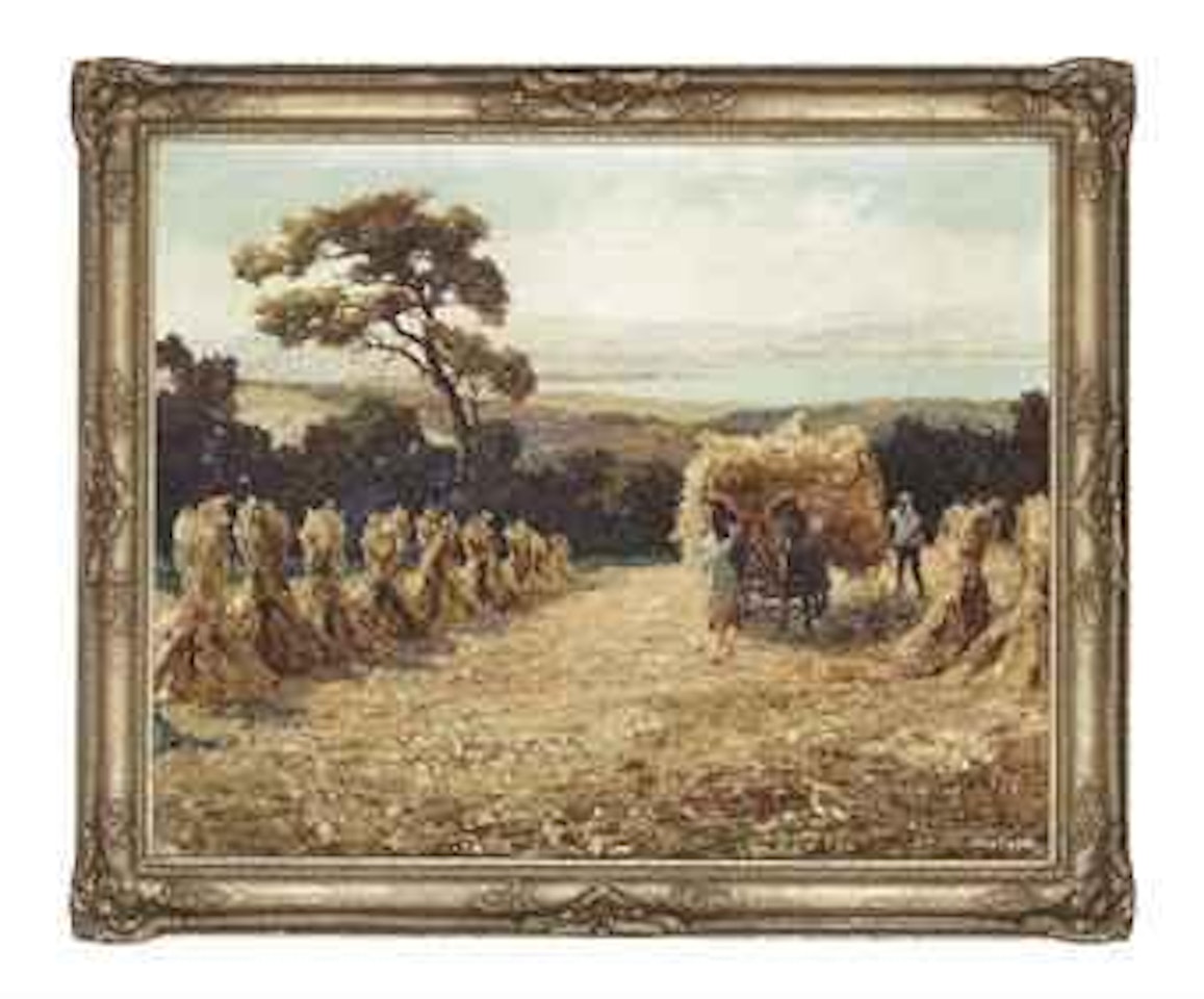 Harvest time, with Chiemsee in the distance by Otto Pippel