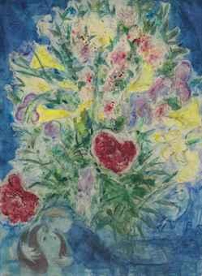 Amoureux sous un bouquet by Marc Chagall