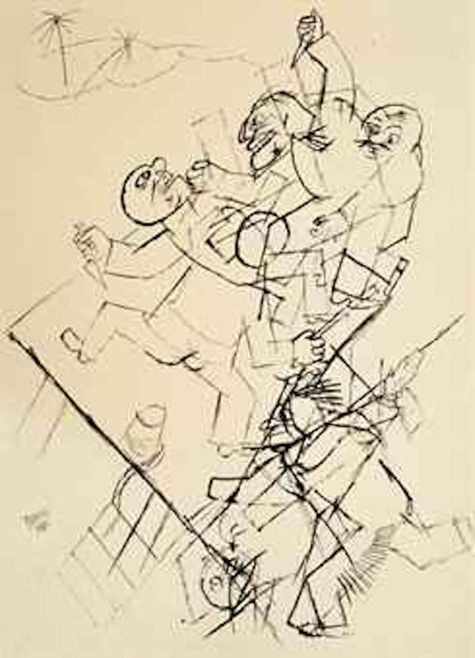 Der Kampf auf der Plattform von Hutter's Blockhütte zu der Wildtöter, oder der erste Kriegspfad von James Fenimore Cooper by George Grosz