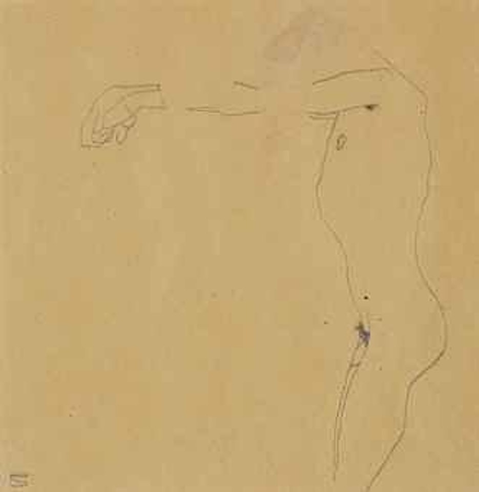 Männlicher Akt mit nach links ausgestreckten Armen by Egon Schiele