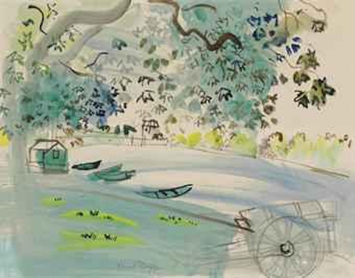 Barques au bord de la rivière et charette by Raoul Dufy