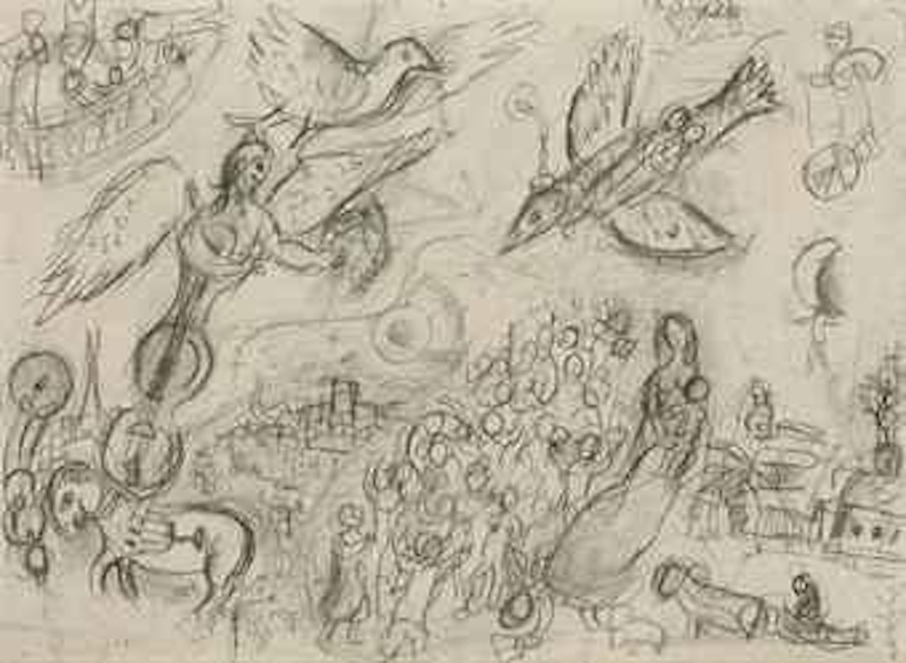 Etude pour Les gens du voyage by Marc Chagall