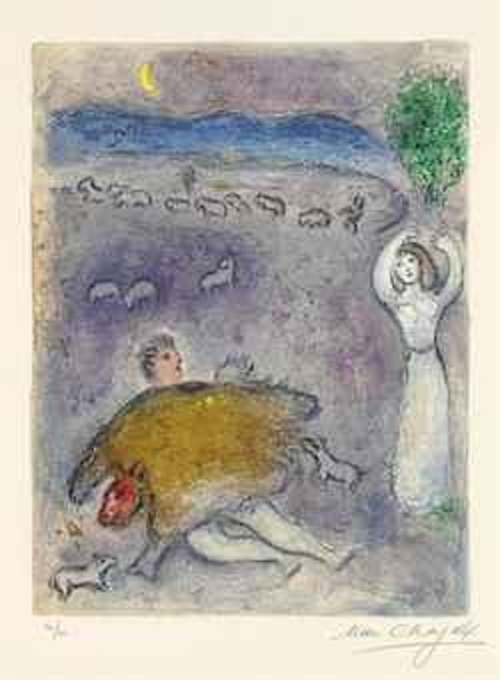 La Ruse de Dorcon, from Daphnis et Chloé (M. 317; see C. books  46) by Marc Chagall