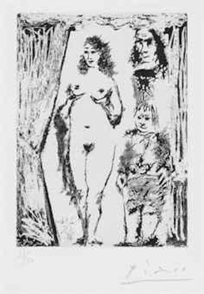 Couple et petit Valet encadrés par une Portière, from  La Série 347 (B. 1657; Ba. 1672) by Pablo Picasso