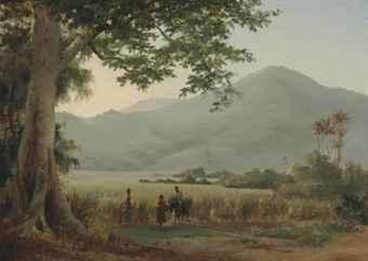 Personnages discutant au bord d'un chemin by Camille Pissarro