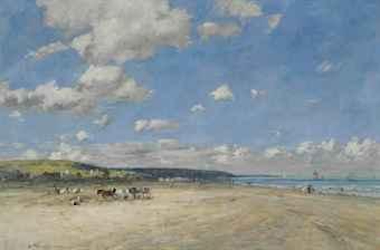La plage de Tourgeville by Eugène Boudin