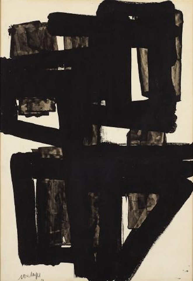 Gouache sur papier 50 x 35 cm, 1951 by Pierre Soulages