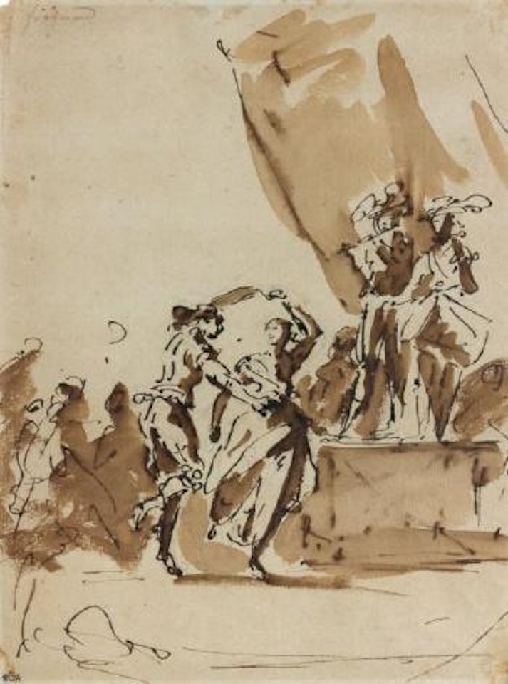Couple de danseurs près d'un orchestre by Giovanni Antonio Pellegrini