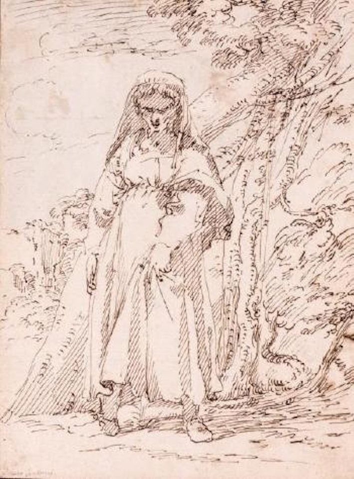 Femme debout dans un paysage by Salvator Rosa