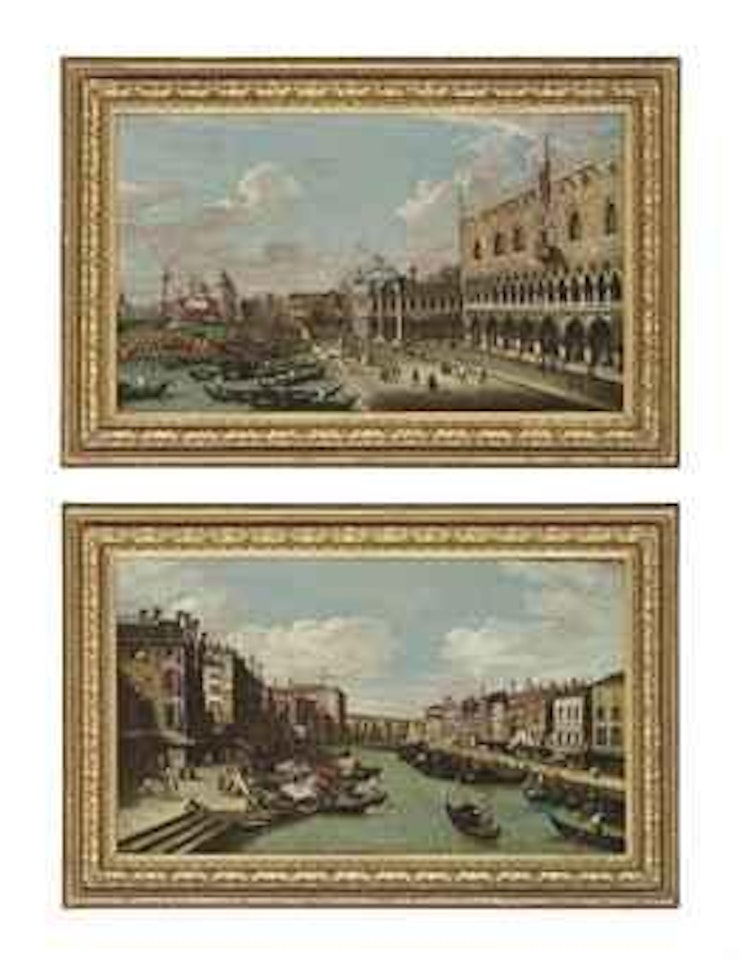 The Bacino di San Marco, Venice, with the Palazzo Ducale; and The Grand Canal, Venice, from the Rialto by Venetian School