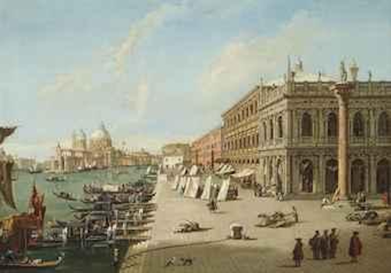 The Molo, Venice, looking West with the column of St Theodore by Canaletto