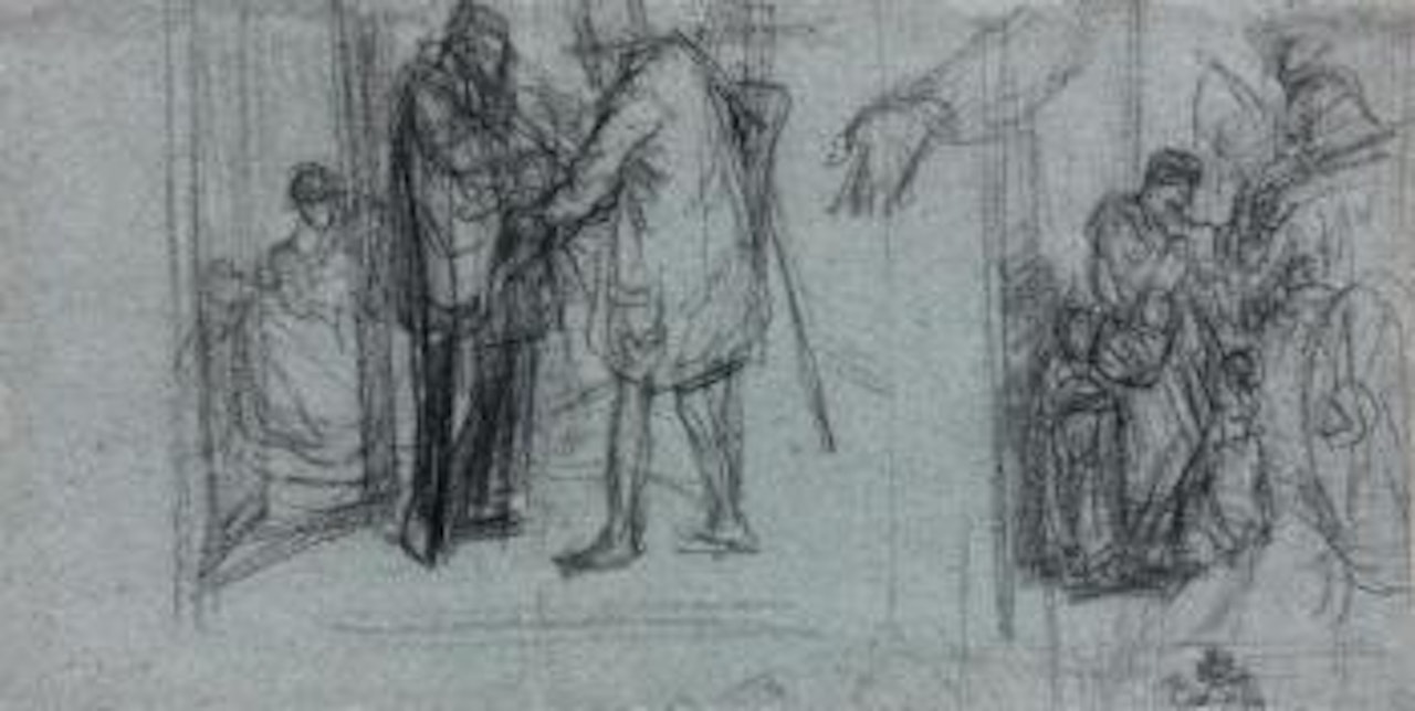 Étude pour Agar et Ismaël. Scène de rue by Jean-François Millet