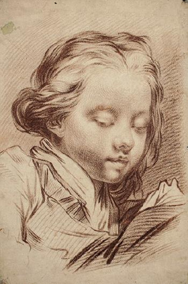 Kopf eines Knaben mit gesenktem Blick by Jean-Baptiste Greuze