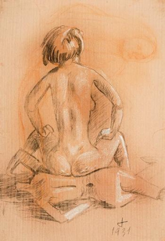 Frau, auf Gliederpuppe sitzend by Otto Dix