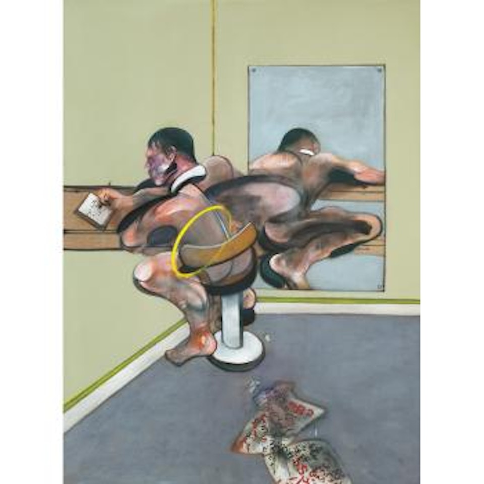 Figure Writing Reflected In Mirror by Francis Bacon