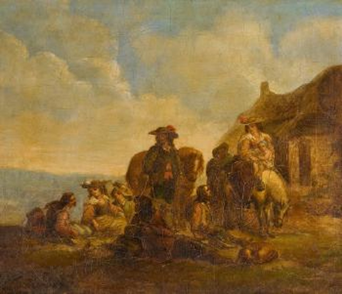 Rastende französische Flüchtlinge mit Pferden by Claude Joseph Vernet