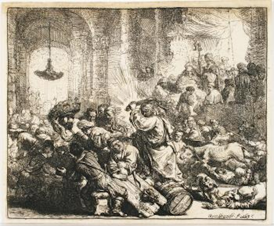 Christus vertreibt die Händler aus dem Tempel by Attributed to Rembrandt Harmensz van Rijn