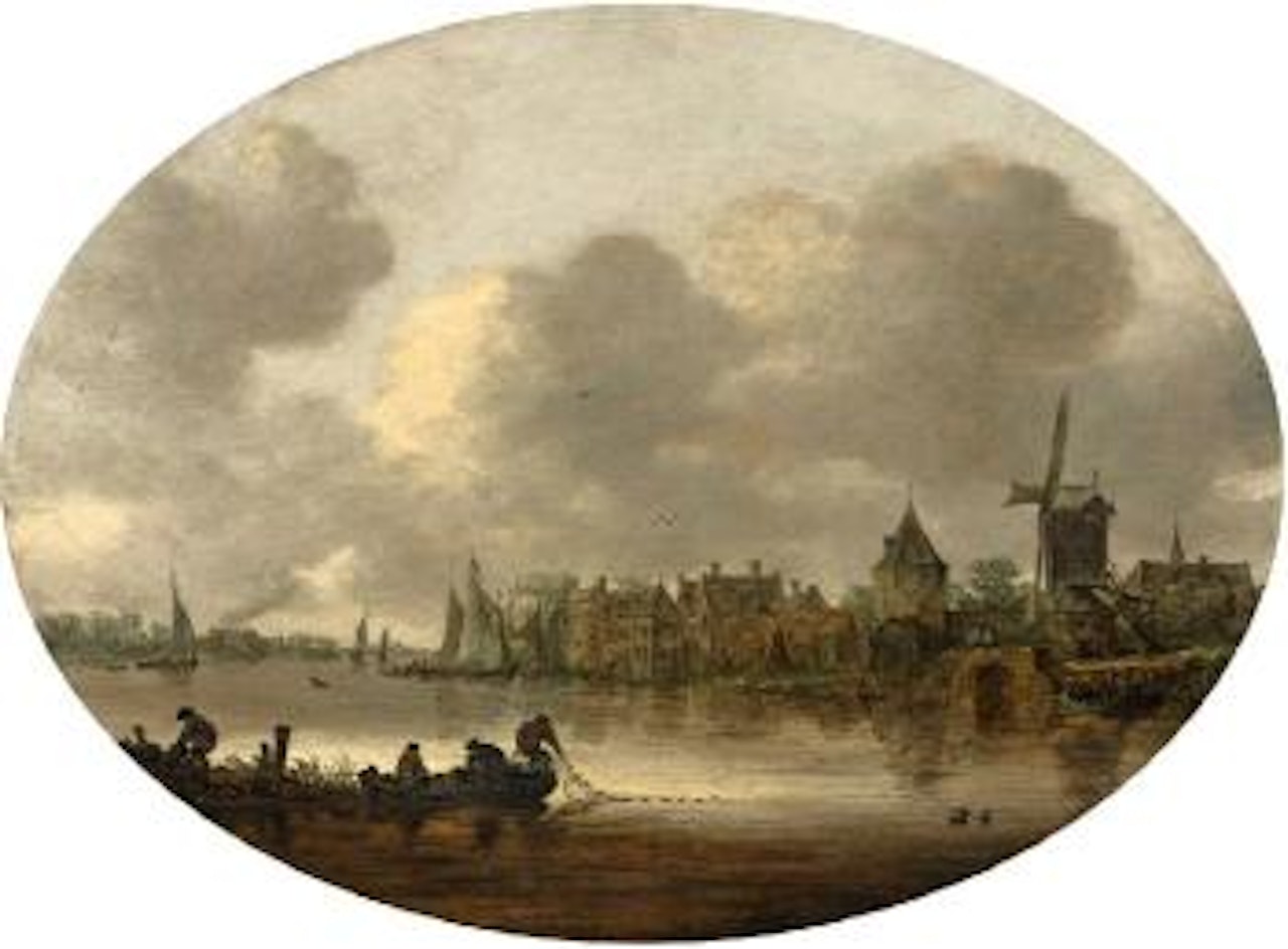 Flusslandschaft mit Windmühle by Jan van Goyen