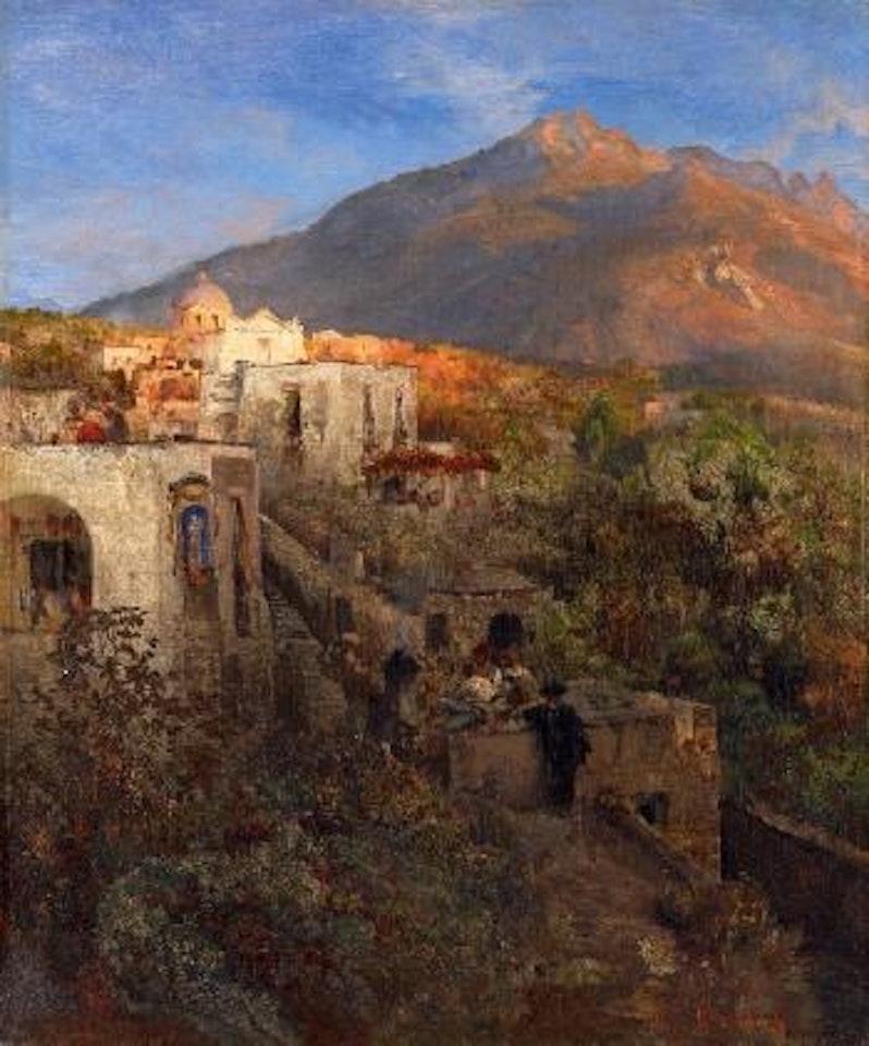 Abend auf Ischia mit Blick auf den Monte Epomeo by Oswald Achenbach