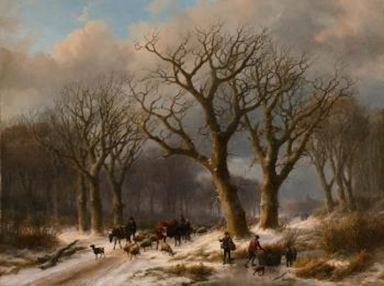 Winterlandschaft mit Hirte und Reisigsammlern by Johann Bernard Klombeck by Eugène Joseph Verboeckhoven