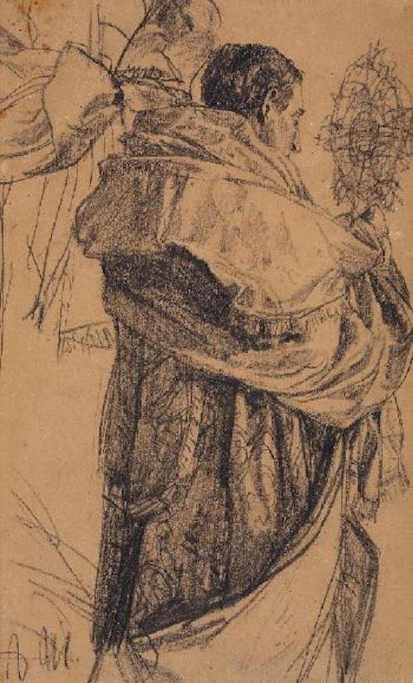 Priester eine Monstranz haltend by Adolph Menzel