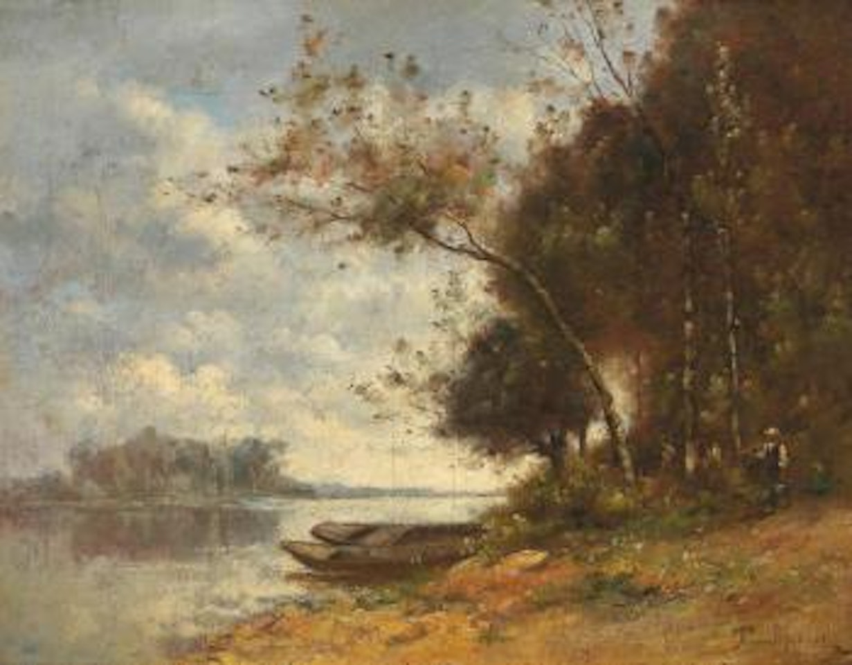Barque au bord de l'eau by Paul Désiré Trouillebert