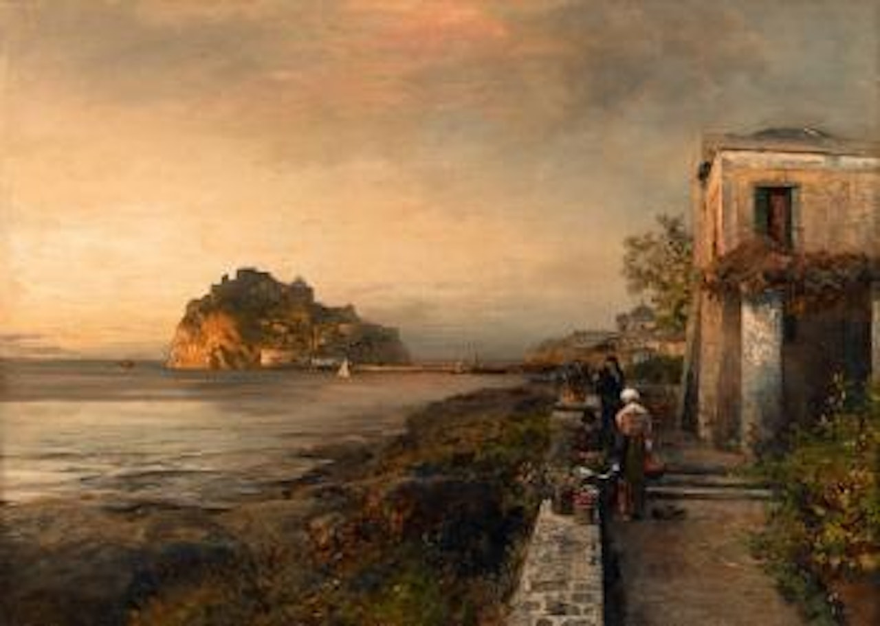 Ischia mit Blick auf das Castello Aragonese by Oswald Achenbach